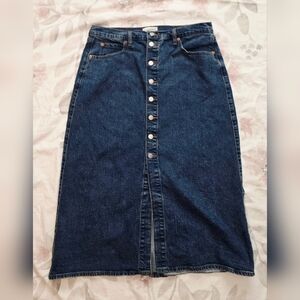 Button-Front Denim Skirt